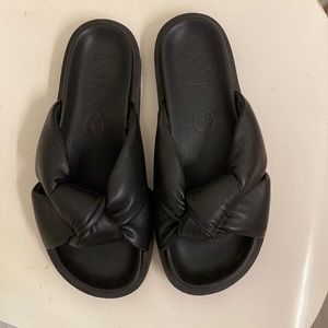 Mango Black Vegan Leather Slides